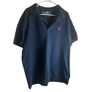 Timberland Men's Short Sleeve Pique Summer 100% Cotton Blue Polo Shirt. XL.